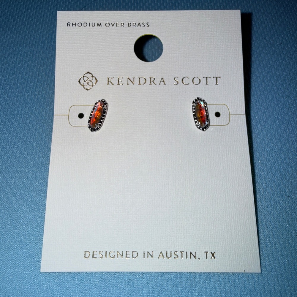 Kendra Scott Emma Stud Earrings OS NEW Dichroic Glass Rhodium